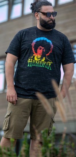 D555 Hendrix Official Jimi Hendrix Printed Crew Neck T-Shirt Black Reno - Koszulki zespołów - 