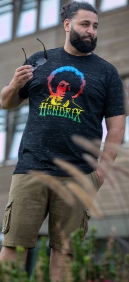 D555 Hendrix Official Jimi Hendrix Printed Crew Neck T-Shirt Black Reno - Koszulki zespołów - 