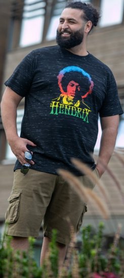 D555 Hendrix Official Jimi Hendrix Printed Crew Neck T-Shirt Black Reno - Koszulki zespołów - 