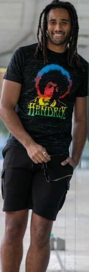 D555 Hendrix Official Jimi Hendrix Printed Crew Neck T-Shirt Black Reno - Koszulki zespołów - 