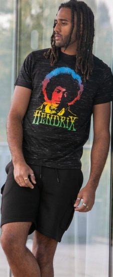 D555 Hendrix Official Jimi Hendrix Printed Crew Neck T-Shirt Black Reno - Koszulki zespołów - 