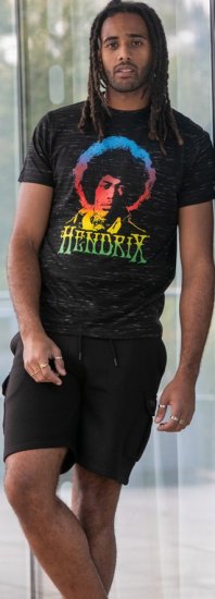 D555 Hendrix Official Jimi Hendrix Printed Crew Neck T-Shirt Black Reno - Koszulki zespołów - 