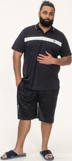 D555 Hinckley Stretch Polo With Contrast Tipping Collar Navy - Koszulki polo - Koszulki Polo 2XL-8XL