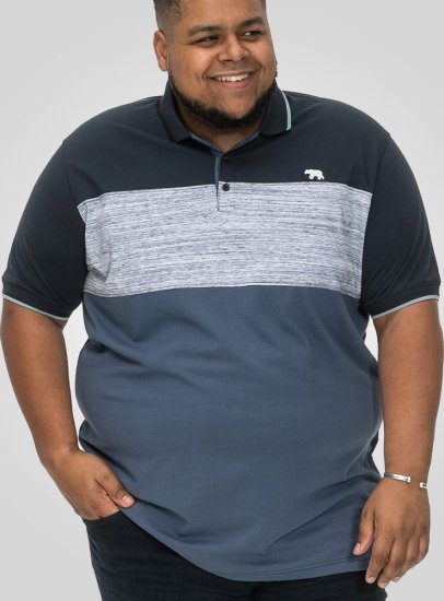 D555 Leeds Cut And Sew Polo With Jacquard Collar And Cuffs Navy - Koszulki polo - Koszulki Polo 2XL-8XL