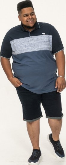 D555 Leeds Cut And Sew Polo With Jacquard Collar And Cuffs Navy - Koszulki polo - Koszulki Polo 2XL-8XL