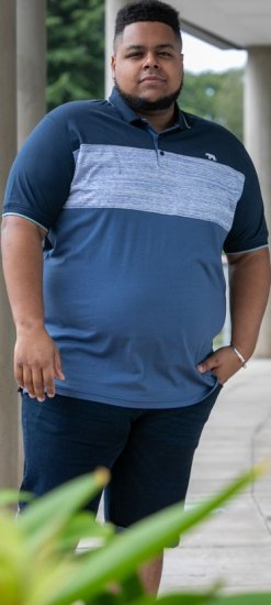 D555 Leeds Cut And Sew Polo With Jacquard Collar And Cuffs Navy - Koszulki polo - Koszulki Polo 2XL-8XL