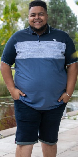 D555 Leeds Cut And Sew Polo With Jacquard Collar And Cuffs Navy - Koszulki polo - Koszulki Polo 2XL-8XL