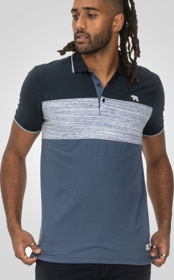 D555 Leeds Cut And Sew Polo With Jacquard Collar And Cuffs Navy - Koszulki polo - Koszulki Polo 2XL-8XL