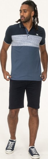 D555 Leeds Cut And Sew Polo With Jacquard Collar And Cuffs Navy - Koszulki polo - Koszulki Polo 2XL-8XL