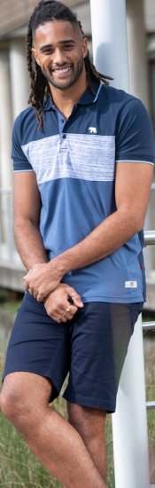 D555 Leeds Cut And Sew Polo With Jacquard Collar And Cuffs Navy - Koszulki polo - Koszulki Polo 2XL-8XL