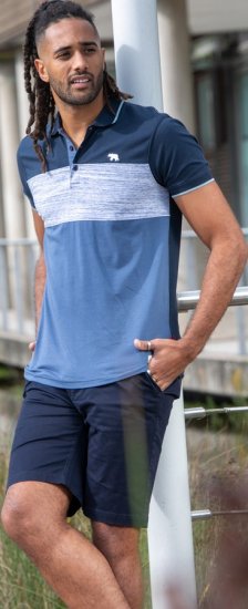 D555 Leeds Cut And Sew Polo With Jacquard Collar And Cuffs Navy - Koszulki polo - Koszulki Polo 2XL-8XL