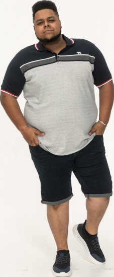 D555 Tipton Stripe Jacquard Short Sleeve Polo Navy - Koszulki polo - Koszulki Polo 2XL-8XL