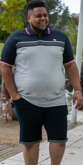 D555 Tipton Stripe Jacquard Short Sleeve Polo Navy - Koszulki polo - Koszulki Polo 2XL-8XL
