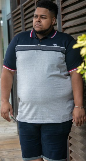 D555 Tipton Stripe Jacquard Short Sleeve Polo Navy - Koszulki polo - Koszulki Polo 2XL-8XL