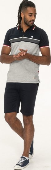 D555 Tipton Stripe Jacquard Short Sleeve Polo Navy - Koszulki polo - Koszulki Polo 2XL-8XL