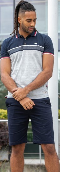 D555 Tipton Stripe Jacquard Short Sleeve Polo Navy - Koszulki polo - Koszulki Polo 2XL-8XL