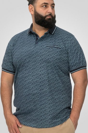 D555 Woolwich AOP Polo Shirt With Ribbed Collar Blue - Koszulki polo - Koszulki Polo 2XL-8XL