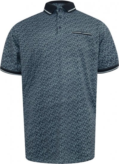 D555 Woolwich AOP Polo Shirt With Ribbed Collar Blue - Koszulki polo - Koszulki Polo 2XL-8XL
