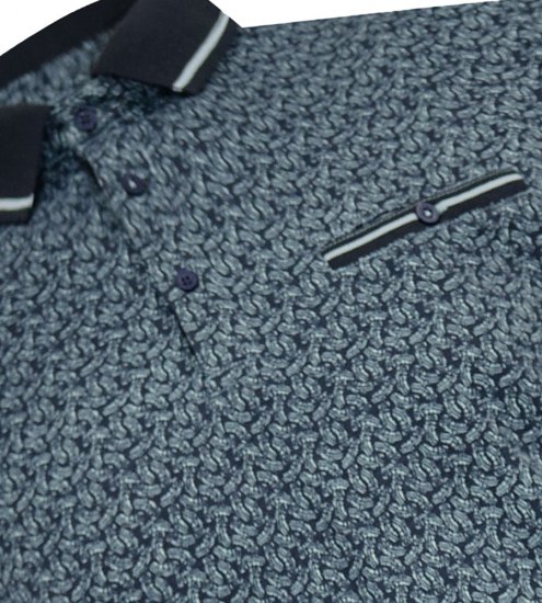 D555 Woolwich AOP Polo Shirt With Ribbed Collar Blue - Koszulki polo - Koszulki Polo 2XL-8XL