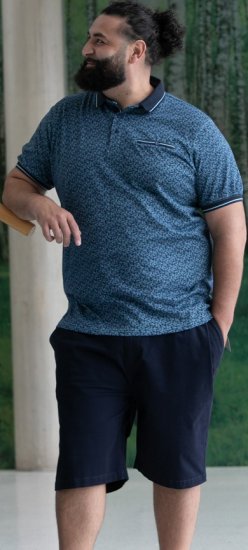 D555 Woolwich AOP Polo Shirt With Ribbed Collar Blue - Koszulki polo - Koszulki Polo 2XL-8XL