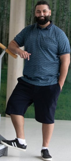 D555 Woolwich AOP Polo Shirt With Ribbed Collar Blue - Koszulki polo - Koszulki Polo 2XL-8XL