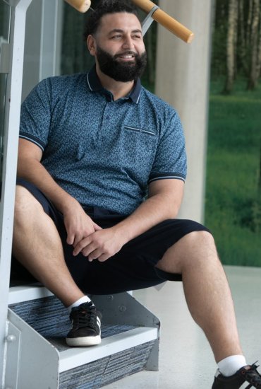 D555 Woolwich AOP Polo Shirt With Ribbed Collar Blue - Koszulki polo - Koszulki Polo 2XL-8XL