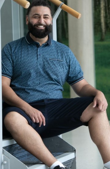 D555 Woolwich AOP Polo Shirt With Ribbed Collar Blue - Koszulki polo - Koszulki Polo 2XL-8XL