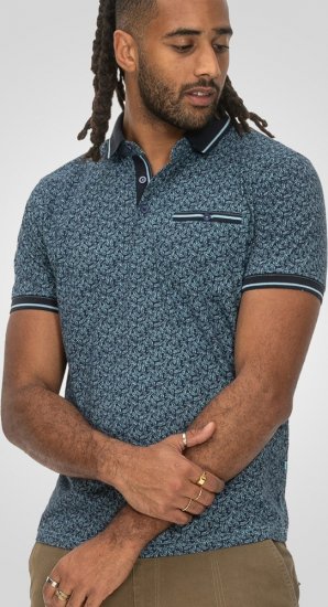 D555 Woolwich AOP Polo Shirt With Ribbed Collar Blue - Koszulki polo - Koszulki Polo 2XL-8XL