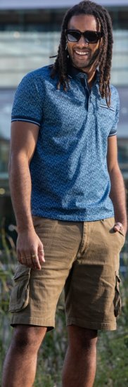 D555 Woolwich AOP Polo Shirt With Ribbed Collar Blue - Koszulki polo - Koszulki Polo 2XL-8XL