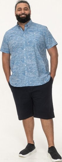D555 Torquay AOP Short Sleeve Button Down Collar Shirt Blue Wave - Koszule - Koszule 2XL-10XL