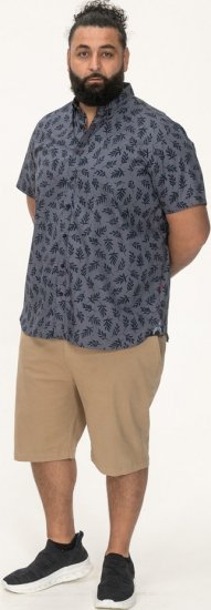 D555 Kettering Hawaiian Leaf AOP Short Sleeve Button Down Collar Shirt Denim - Koszule - Koszule 2XL-10XL