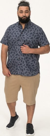 D555 Kettering Hawaiian Leaf AOP Short Sleeve Button Down Collar Shirt Denim - Koszule - Koszule 2XL-10XL