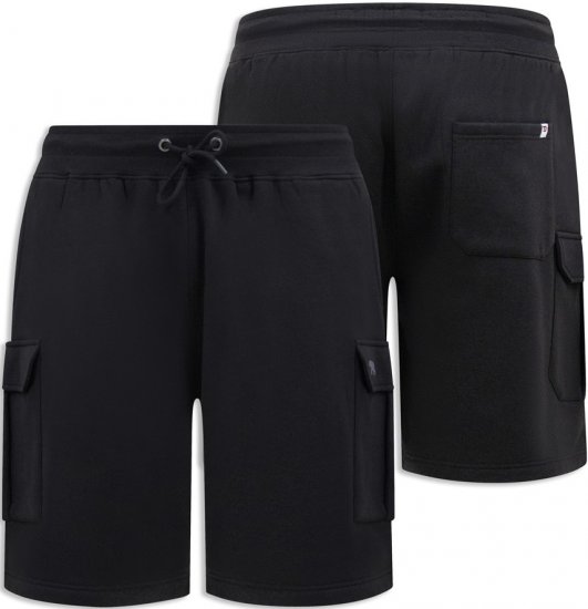 D555 Wigan 2 Elasticated Waist Fleece Cargo Shorts Black - Dresy & spodenki dresowe - Dresy & Spodnie Dresowe 2XL-12XL