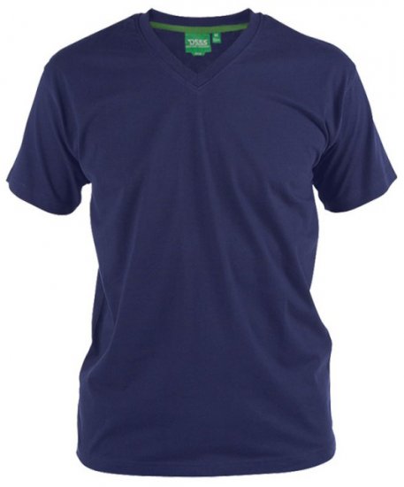 D555 Signature V-neck T-shirt Navy - Koszulki - T-shirty meskie Duże Rozmiary - 2XL-14XL