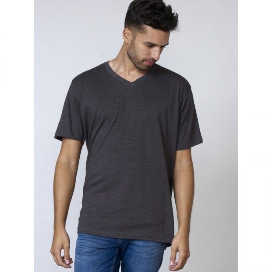 D555 Signature V-neck T-shirt Charcoal - Koszulki - T-shirty meskie Duże Rozmiary - 2XL-14XL