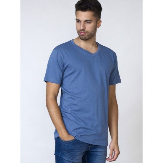 D555 Signature V-neck T-shirt Teal - Koszulki - T-shirty meskie Duże Rozmiary - 2XL-14XL