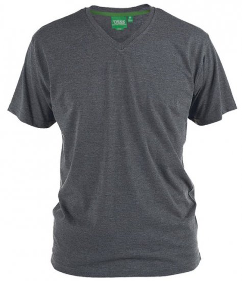 D555 Signature V-neck T-shirt Charcoal - Koszulki - T-shirty meskie Duże Rozmiary - 2XL-14XL