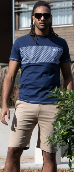 D555 Swansea Cut And Sew Crew Neck T-Shirt Navy - Koszulki - T-shirty meskie Duże Rozmiary - 2XL-14XL