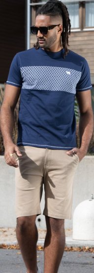 D555 Swansea Cut And Sew Crew Neck T-Shirt Navy - Koszulki - T-shirty meskie Duże Rozmiary - 2XL-14XL