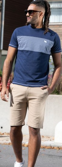 D555 Swansea Cut And Sew Crew Neck T-Shirt Navy - Koszulki - T-shirty meskie Duże Rozmiary - 2XL-14XL