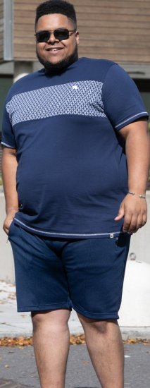 D555 Swansea Cut And Sew Crew Neck T-Shirt Navy - Koszulki - T-shirty meskie Duże Rozmiary - 2XL-14XL