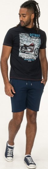 D555 Knowle Detroit Motor Bike Printed Crew Neck T-Shirt Navy - Koszulki - T-shirty meskie Duże Rozmiary - 2XL-14XL