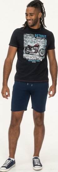 D555 Knowle Detroit Motor Bike Printed Crew Neck T-Shirt Navy - Koszulki - T-shirty meskie Duże Rozmiary - 2XL-14XL