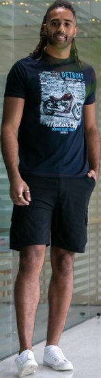 D555 Knowle Detroit Motor Bike Printed Crew Neck T-Shirt Navy - Koszulki - T-shirty meskie Duże Rozmiary - 2XL-14XL