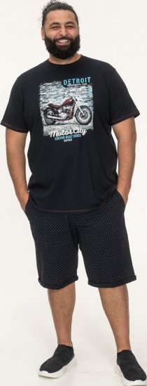 D555 Knowle Detroit Motor Bike Printed Crew Neck T-Shirt Navy - Koszulki - T-shirty meskie Duże Rozmiary - 2XL-14XL