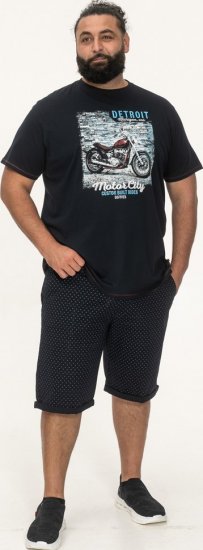 D555 Knowle Detroit Motor Bike Printed Crew Neck T-Shirt Navy - Koszulki - T-shirty meskie Duże Rozmiary - 2XL-14XL