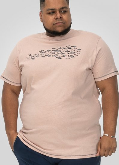D555 Bournemouth Shoal Of Fish Printed Crew Neck T-Shirt Pink - Koszulki - T-shirty meskie Duże Rozmiary - 2XL-14XL