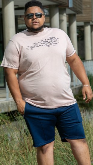 D555 Bournemouth Shoal Of Fish Printed Crew Neck T-Shirt Pink - Koszulki - T-shirty meskie Duże Rozmiary - 2XL-14XL