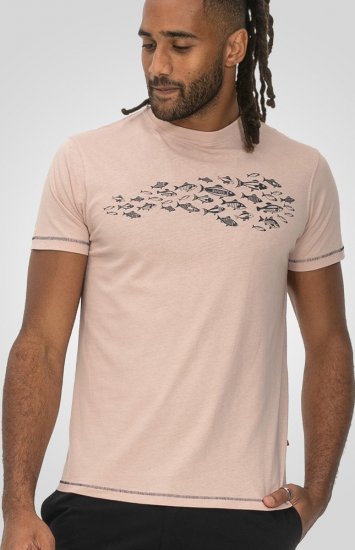 D555 Bournemouth Shoal Of Fish Printed Crew Neck T-Shirt Pink - Koszulki - T-shirty meskie Duże Rozmiary - 2XL-14XL