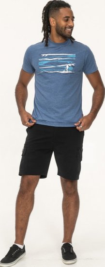 D555 Cardiff Surfer And Waves Printed Crew Neck T-shirt Denim Marl - Koszulki - T-shirty meskie Duże Rozmiary - 2XL-14XL